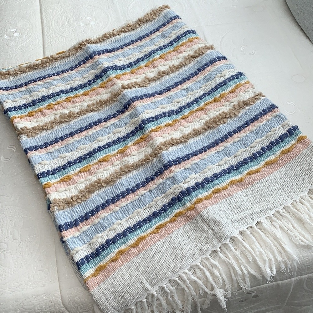 NWOT London Kaye multicolored fringe throw or rug 50x60